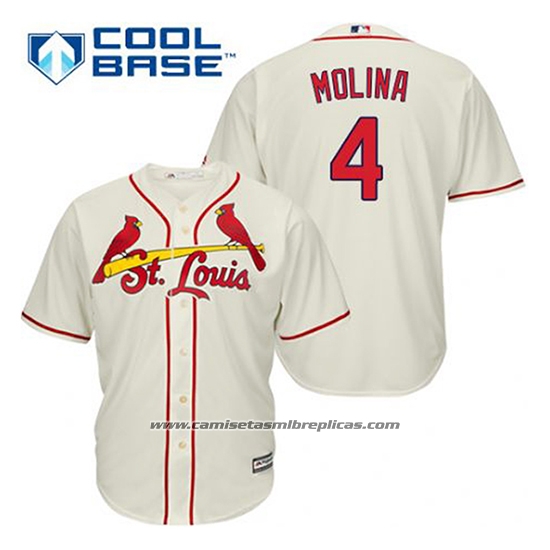 Camiseta Beisbol Hombre St. Louis Cardinals Yadier Molina 4 Crema Alterno Cool Base